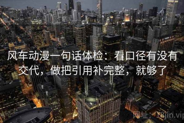 风车动漫一句话体检：看口径有没有交代，做把引用补完整，就够了