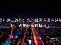 黑料网三连问：先问截图有没有缺前后，再把镜头选择写明