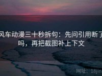 风车动漫三十秒拆句：先问引用断了吗，再把截图补上下文